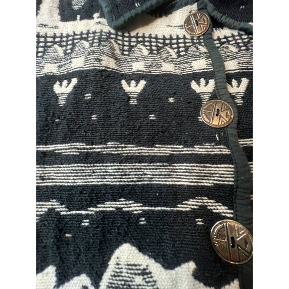 Vintage Jane Ashley Jacket 2X Tribal Black & White Giraffe & Elephant Print - Picture 4 of 7